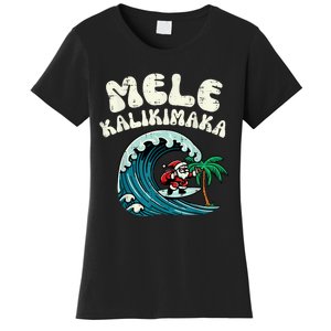 Christmas Surfing Santa Mele Kalikimaka Xmas Women's T-Shirt