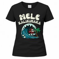 Christmas Surfing Santa Mele Kalikimaka Xmas Women's T-Shirt