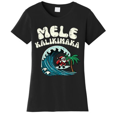 Christmas Surfing Santa Mele Kalikimaka Xmas Women's T-Shirt