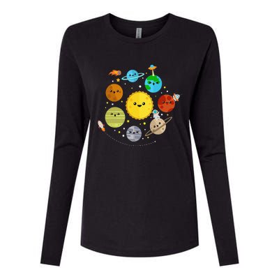 Cute Solar System Astronomy Womens Cotton Relaxed Long Sleeve T-Shirt