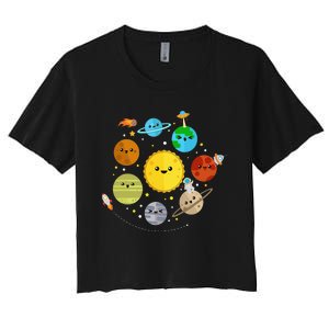 Cute Solar System Astronomy Women's Crop Top Tee