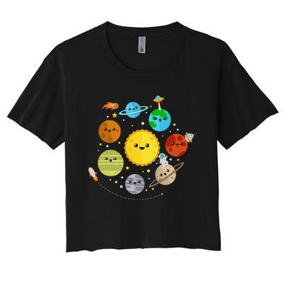 Cute Solar System Astronomy Women's Crop Top Tee