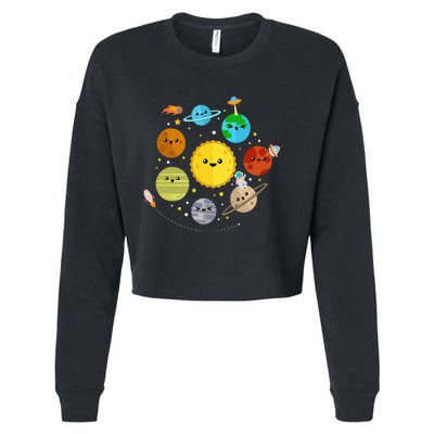 Cute Solar System Astronomy Cropped Pullover Crew