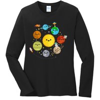 Cute Solar System Astronomy Ladies Long Sleeve Shirt