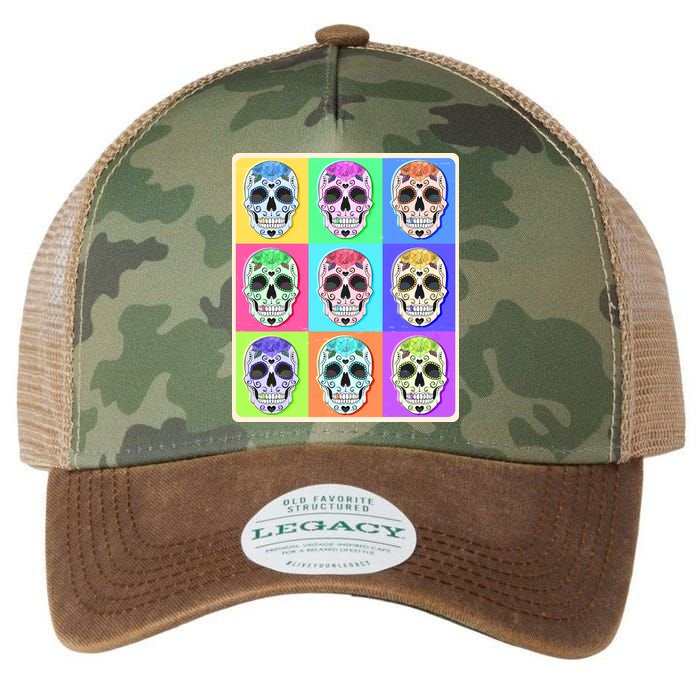 Cool Sugar Skull Pop Art Legacy Tie Dye Trucker Hat