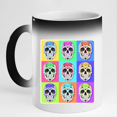 Cool Sugar Skull Pop Art 11oz Black Color Changing Mug