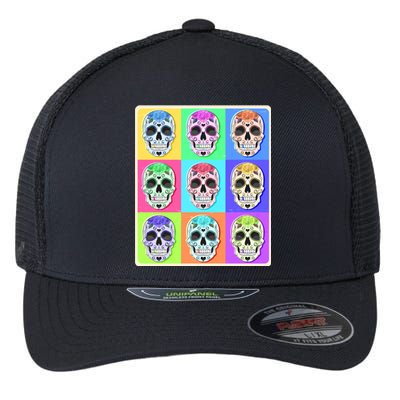 Cool Sugar Skull Pop Art Flexfit Unipanel Trucker Cap