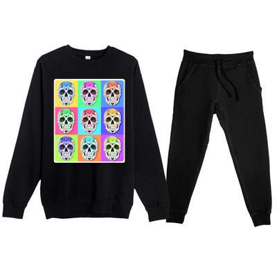 Cool Sugar Skull Pop Art Premium Crewneck Sweatsuit Set