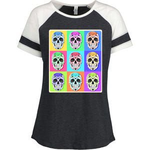 Cool Sugar Skull Pop Art Enza Ladies Jersey Colorblock Tee