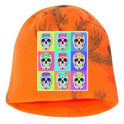 Cool Sugar Skull Pop Art Kati - Camo Knit Beanie