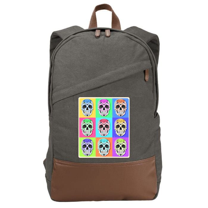 Cool Sugar Skull Pop Art Cotton Canvas Backpack