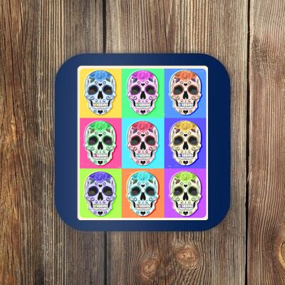 Cool Sugar Skull Pop Art Coaster