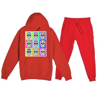 Cool Sugar Skull Pop Art Premium Hooded Sweatsuit Set