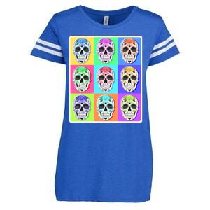 Cool Sugar Skull Pop Art Enza Ladies Jersey Football T-Shirt