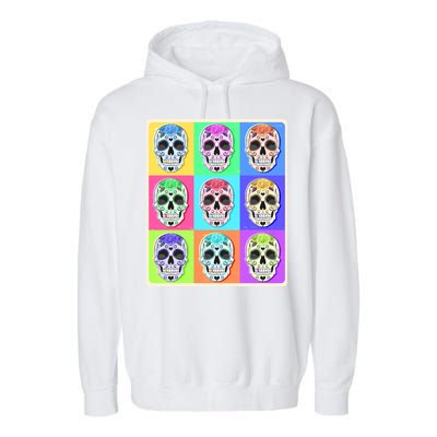 Cool Sugar Skull Pop Art Garment-Dyed Fleece Hoodie