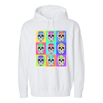 Cool Sugar Skull Pop Art Garment-Dyed Fleece Hoodie