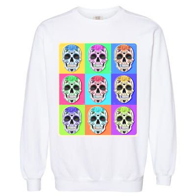Cool Sugar Skull Pop Art Garment-Dyed Sweatshirt