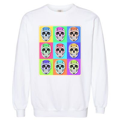 Cool Sugar Skull Pop Art Garment-Dyed Sweatshirt