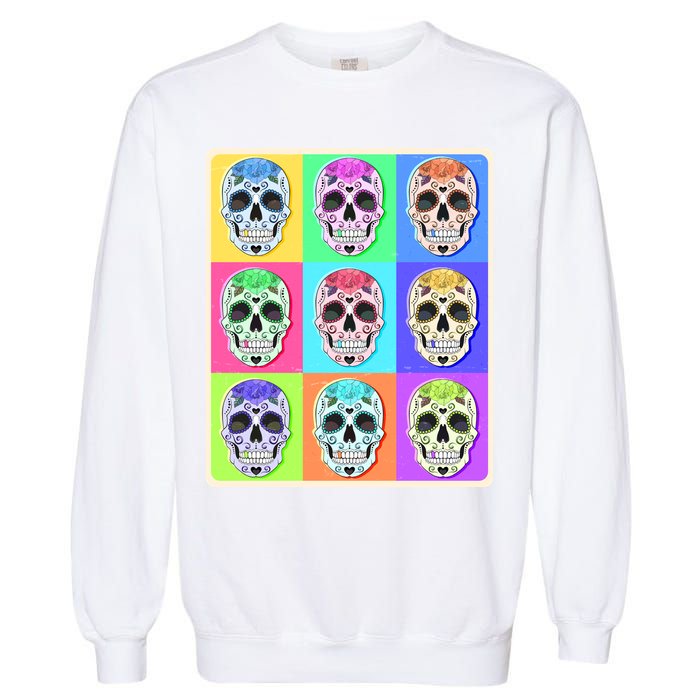 Cool Sugar Skull Pop Art Garment-Dyed Sweatshirt