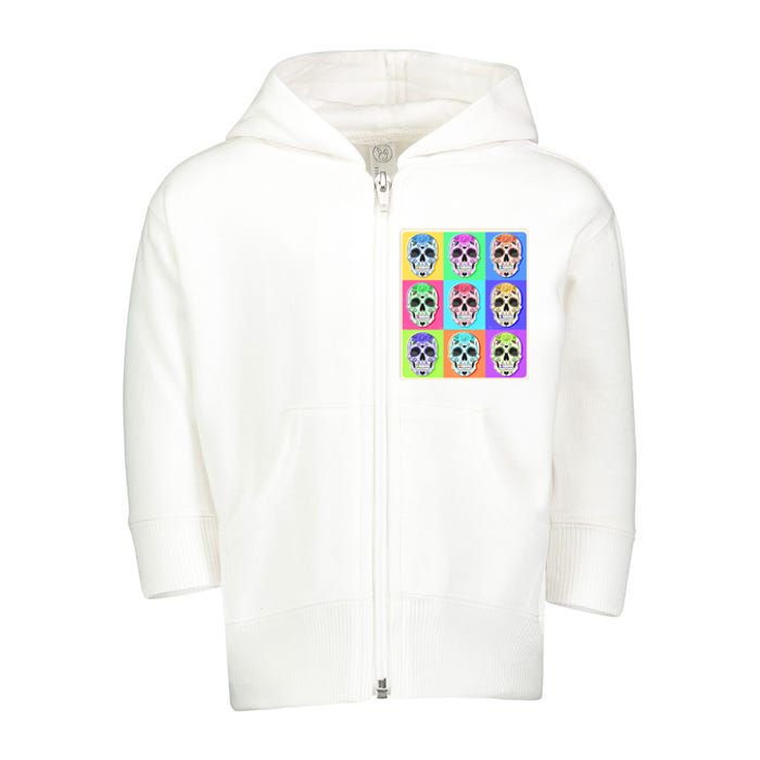 Cool Sugar Skull Pop Art Toddler Zip Fleece Hoodie