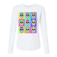 Cool Sugar Skull Pop Art Womens Cotton Relaxed Long Sleeve T-Shirt