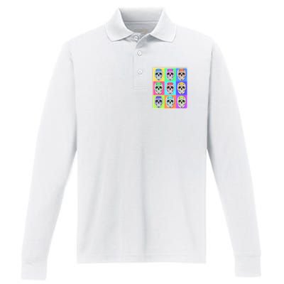 Cool Sugar Skull Pop Art Performance Long Sleeve Polo