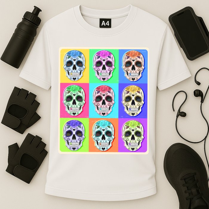 Cool Sugar Skull Pop Art Performance Shirt