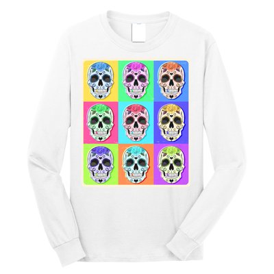 Cool Sugar Skull Pop Art Long Sleeve Shirt