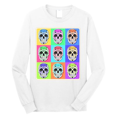 Cool Sugar Skull Pop Art Long Sleeve Shirt