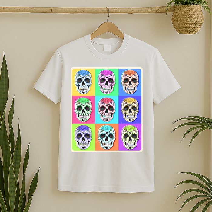 Cool Sugar Skull Pop Art T-Shirt