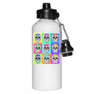 Cool Sugar Skull Pop Art Aluminum Water Bottle