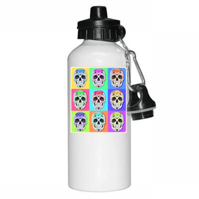 Cool Sugar Skull Pop Art Aluminum Water Bottle