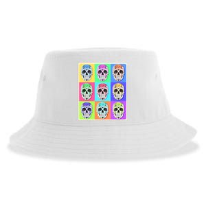 Cool Sugar Skull Pop Art Sustainable Bucket Hat