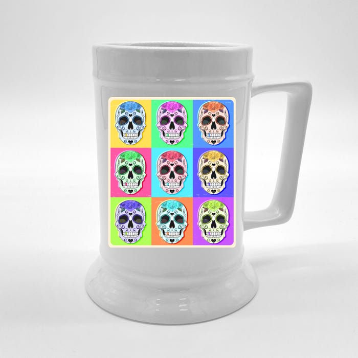 Cool Sugar Skull Pop Art Beer Stein