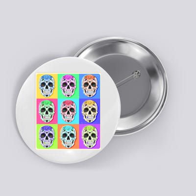 Cool Sugar Skull Pop Art Button