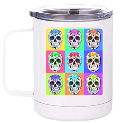 Cool Sugar Skull Pop Art 12 oz Stainless Steel Tumbler Cup