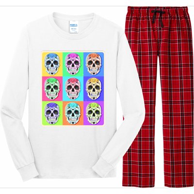 Cool Sugar Skull Pop Art Long Sleeve Pajama Set