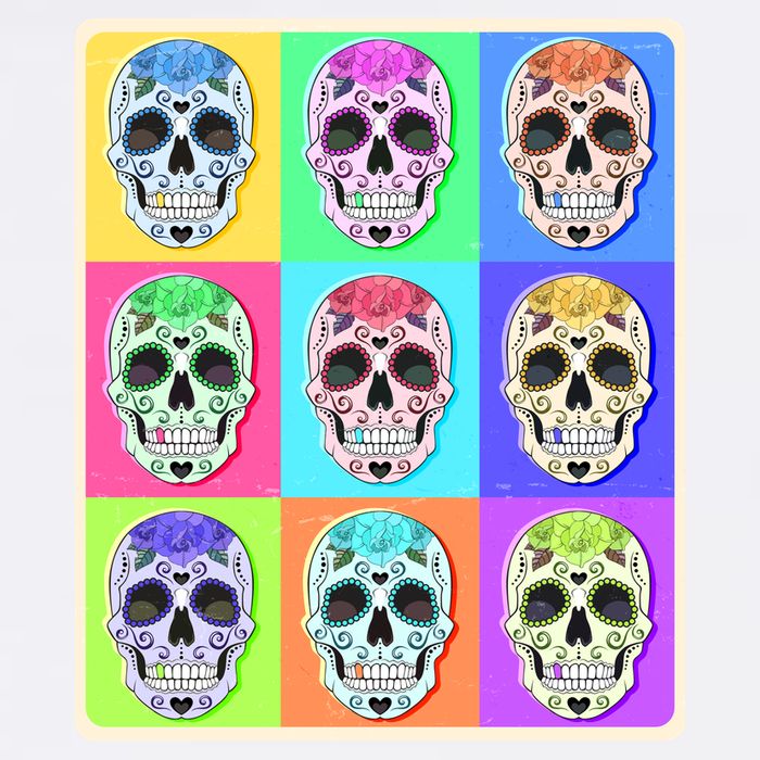 Cool Sugar Skull Pop Art Flatbill Hat