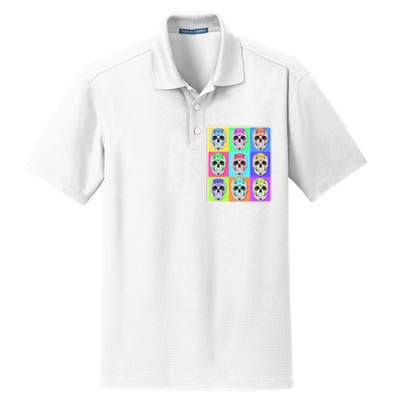 Cool Sugar Skull Pop Art Dry Zone Grid Polo