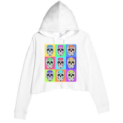 Cool Sugar Skull Pop Art Crop Fleece Hoodie