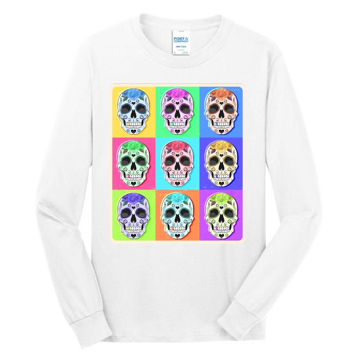 Cool Sugar Skull Pop Art Tall Long Sleeve T-Shirt