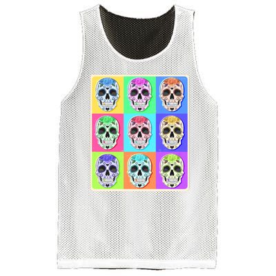 Cool Sugar Skull Pop Art Mesh Reversible Basketball Jersey Tank