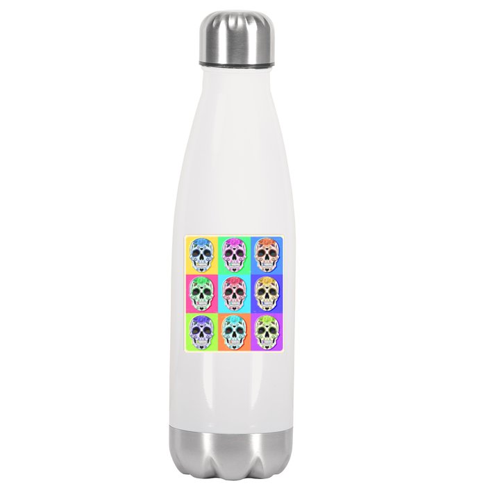 Cool Sugar Skull Pop Art Stainless Steel Insulated Water Bottle