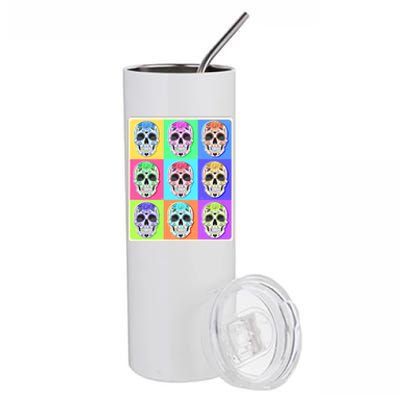 Cool Sugar Skull Pop Art Stainless Steel Tumbler