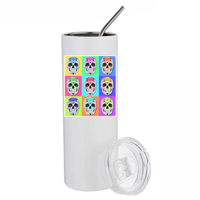 Cool Sugar Skull Pop Art Stainless Steel Tumbler