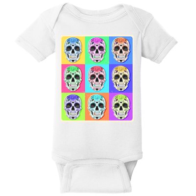 Cool Sugar Skull Pop Art Baby Bodysuit