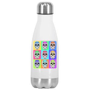 Cool Sugar Skull Pop Art Stainless Steel Insulated Water Bottle