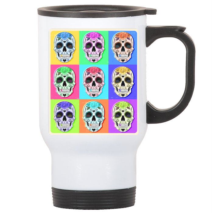 Cool Sugar Skull Pop Art Stainless Steel Travel Mug