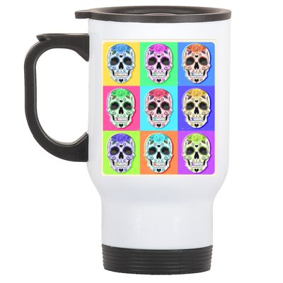 Cool Sugar Skull Pop Art Stainless Steel Travel Mug