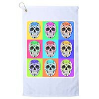 Cool Sugar Skull Pop Art Golf Towel